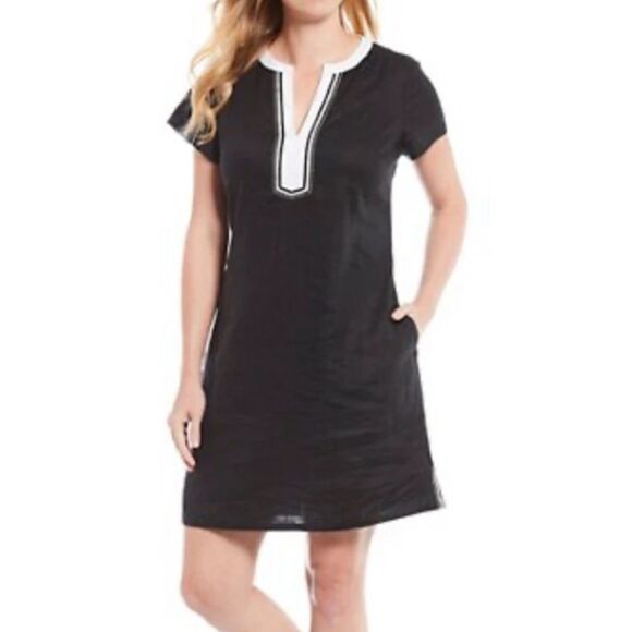 Tommy Bahama | Two Palms Linen Shift Dress | Black | Sz L / G - Picture 1 of 11
